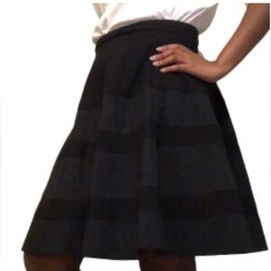 Amanda + Chelsea Black Striped Full Circle Skirt Size: 10 Length: 23”